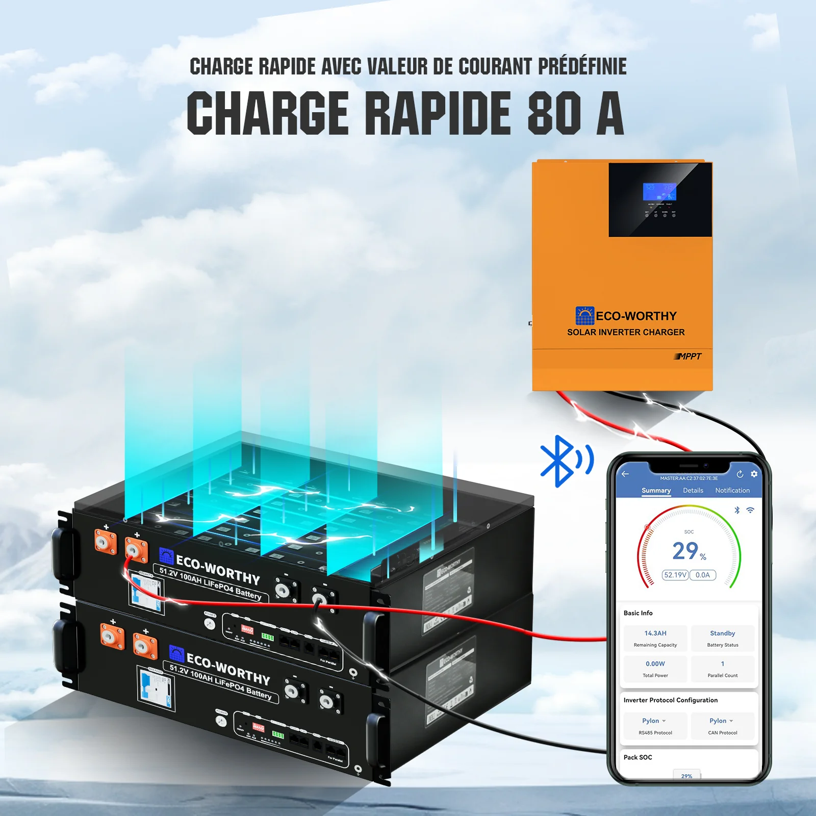 Eco-Worthy Kit Solaire Autonome 5kW avec Batterie LiFePO4 Rackable 5.12kwh / 10.24kWh - Image 4