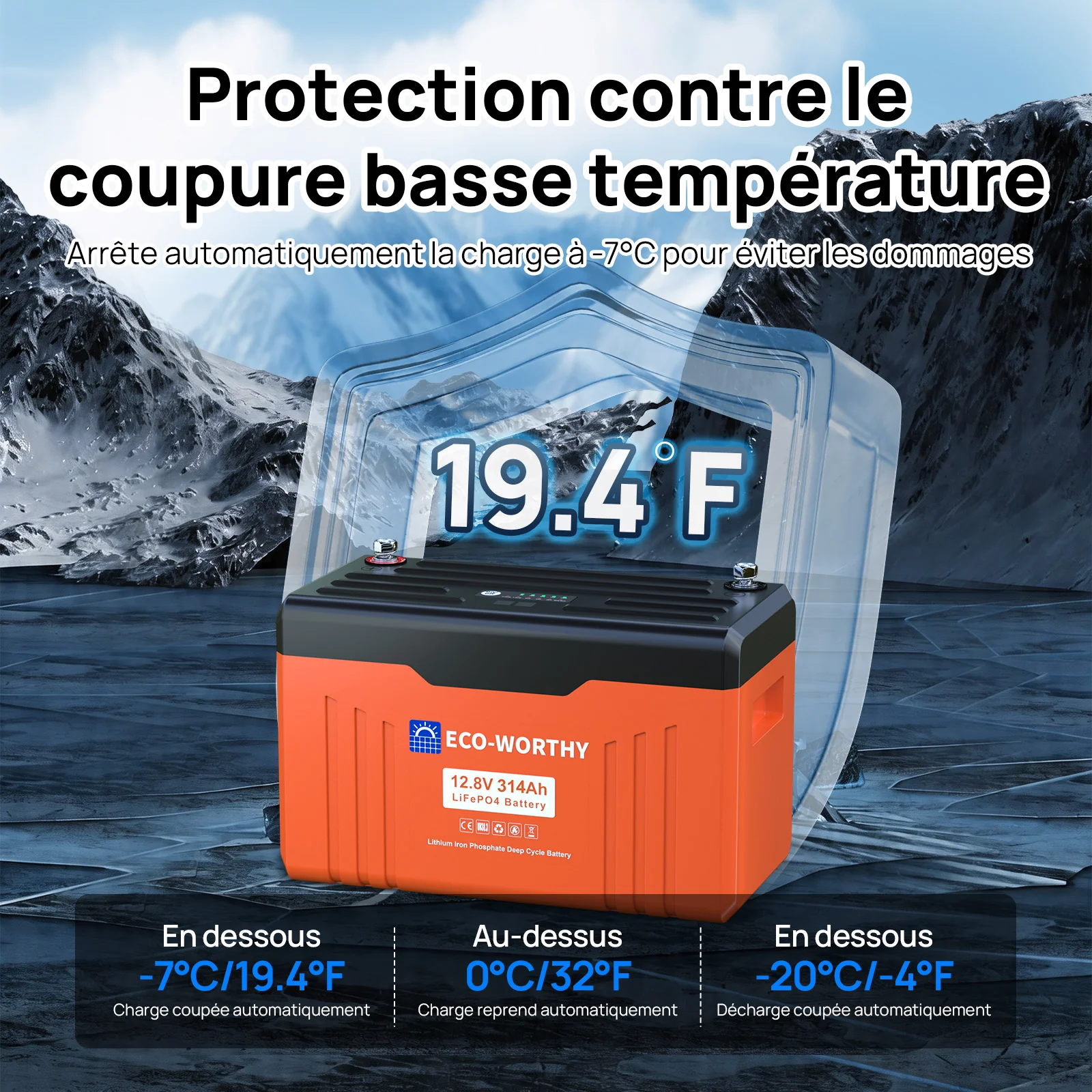 Eco-Worthy Batterie Lithium 12V 314Ah LiFePO4 Bluetooth Avec Indicateur LED (Données SOC et Niveau de Batterie) - Image 8