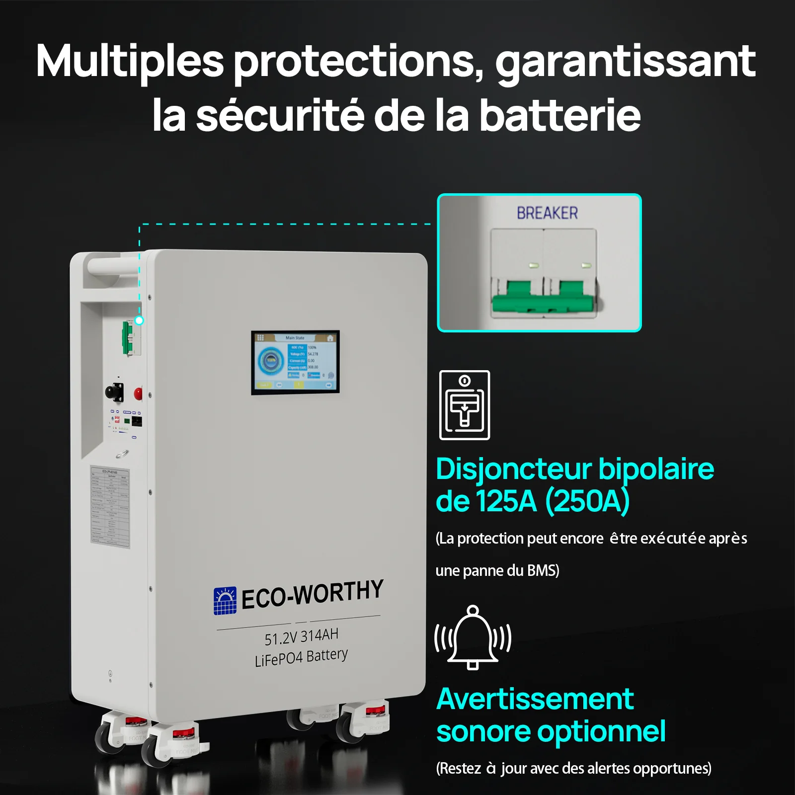Eco-Worthy Batterie Lithium 48v 314ah | 16kWh Haute Capacité | Domestique Lifepo4 - Image 6