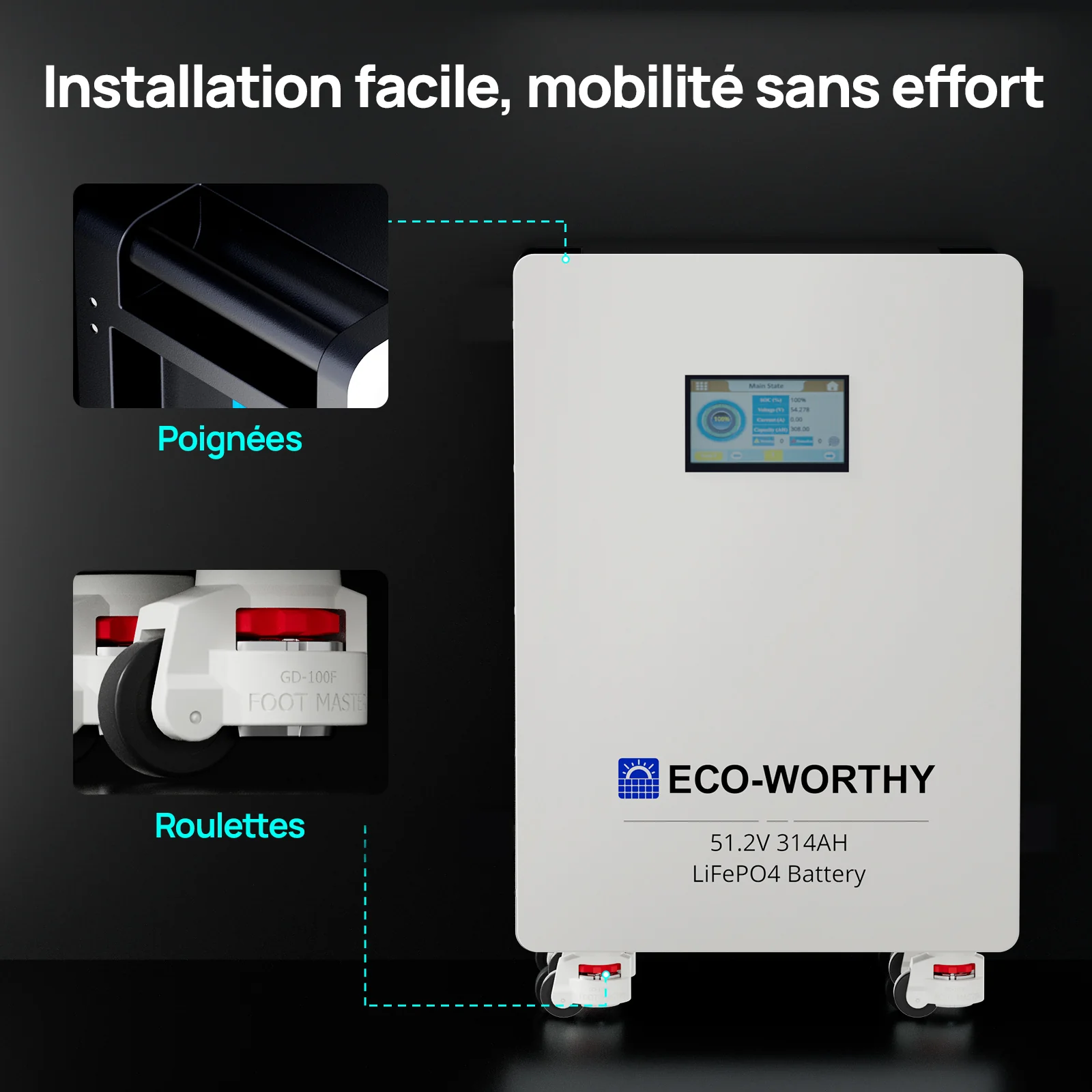 Eco-Worthy Batterie Lithium 48v 314ah | 16kWh Haute Capacité | Domestique Lifepo4 - Image 8