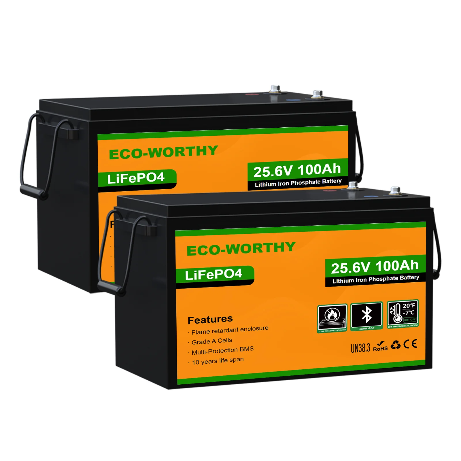 Eco-Worthy Batterie au lithium LiFePO4 24 V 100 Ah avec Bluetooth et protection contre les basses températures - Image 10