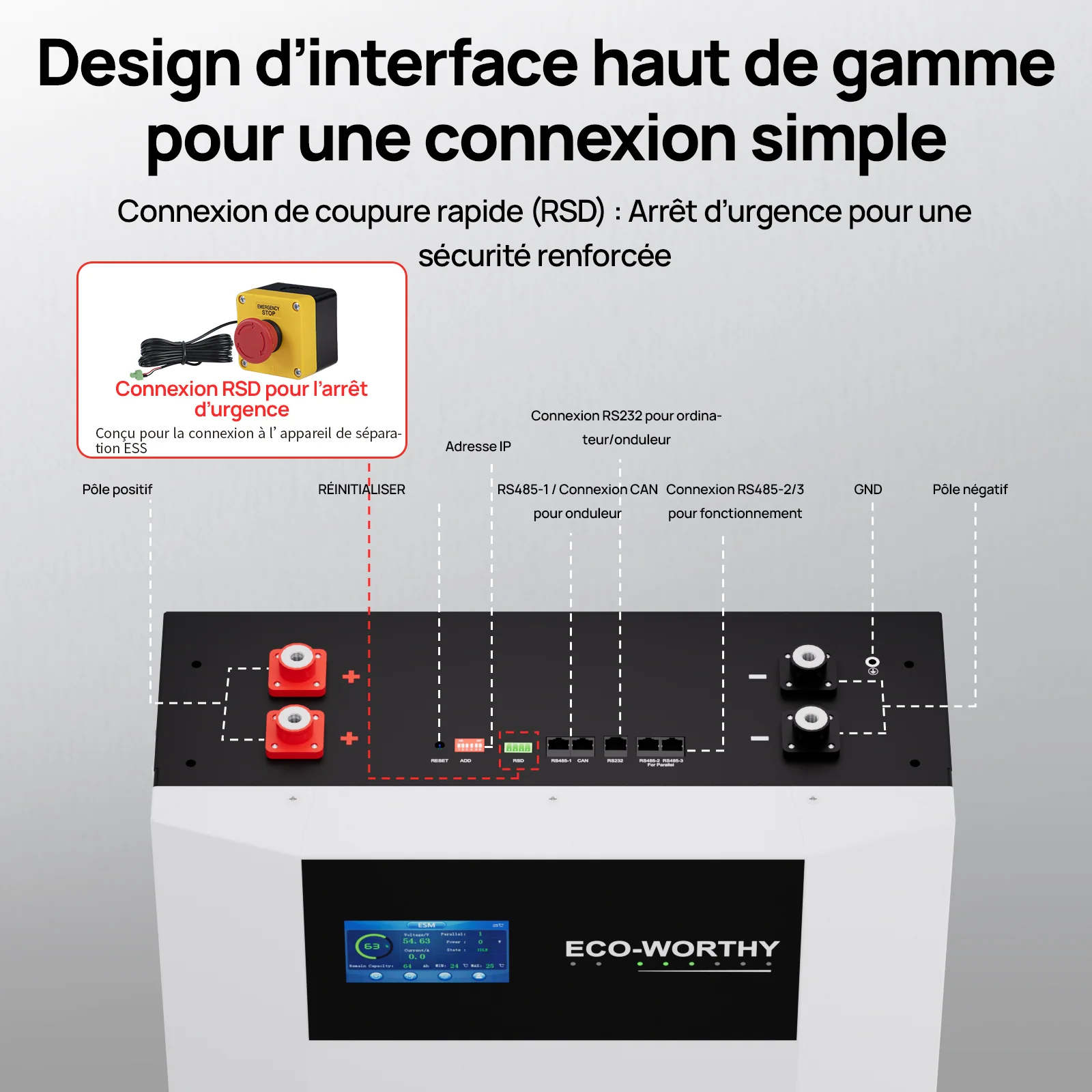 Eco-Worthy Batterie murale lithium 48V 100Ah LiFePO4 – Charge basse température -20°C - Image 7