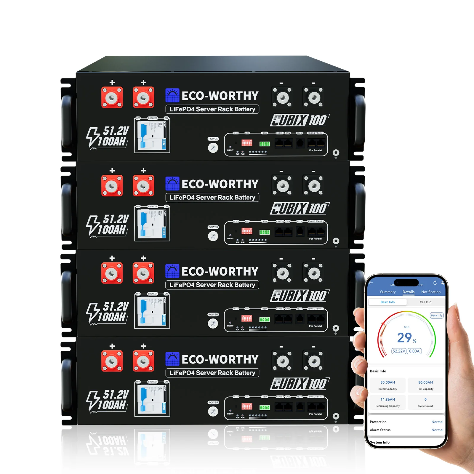 Eco-Worthy Batterie lithium rack LiFePO4 48V 100Ah  avec Bluetooth et WiFi | IEC 61000 et Garantie 10 ans - Image 15