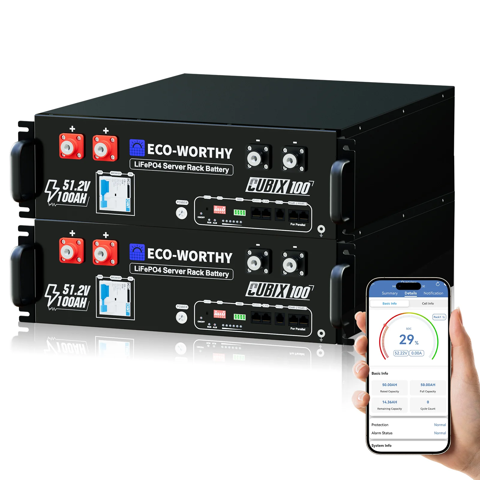 Eco-Worthy Batterie lithium rack LiFePO4 48V 100Ah  avec Bluetooth et WiFi | IEC 61000 et Garantie 10 ans - Image 16