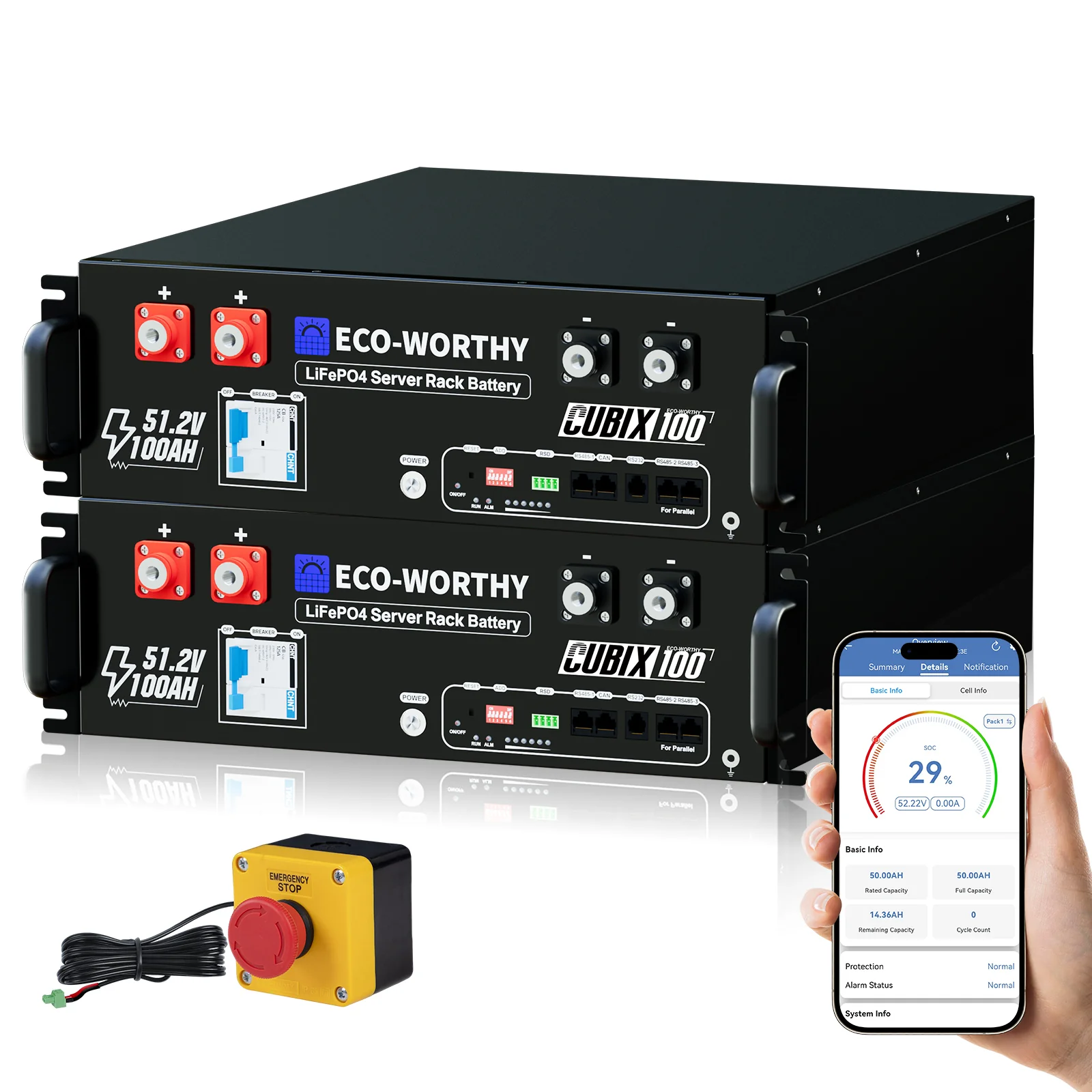 Eco-Worthy Batterie lithium rack LiFePO4 48V 100Ah  avec Bluetooth et WiFi | IEC 61000 et Garantie 10 ans - Image 18