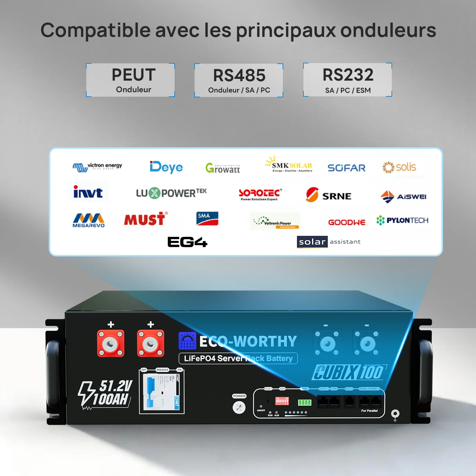 Eco-Worthy Batterie lithium rack LiFePO4 48V 100Ah  avec Bluetooth et WiFi | IEC 61000 et Garantie 10 ans - Image 6