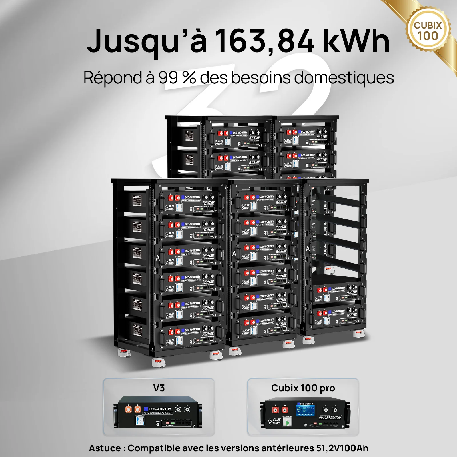 Eco-Worthy Batterie lithium rack LiFePO4 48V 100Ah  avec Bluetooth et WiFi | IEC 61000 et Garantie 10 ans - Image 8